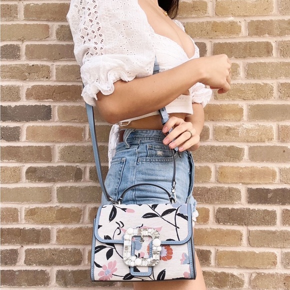 Kate Spade lovitt buckled floral jacquard small top-handle crossbody - Picture 1 of 8